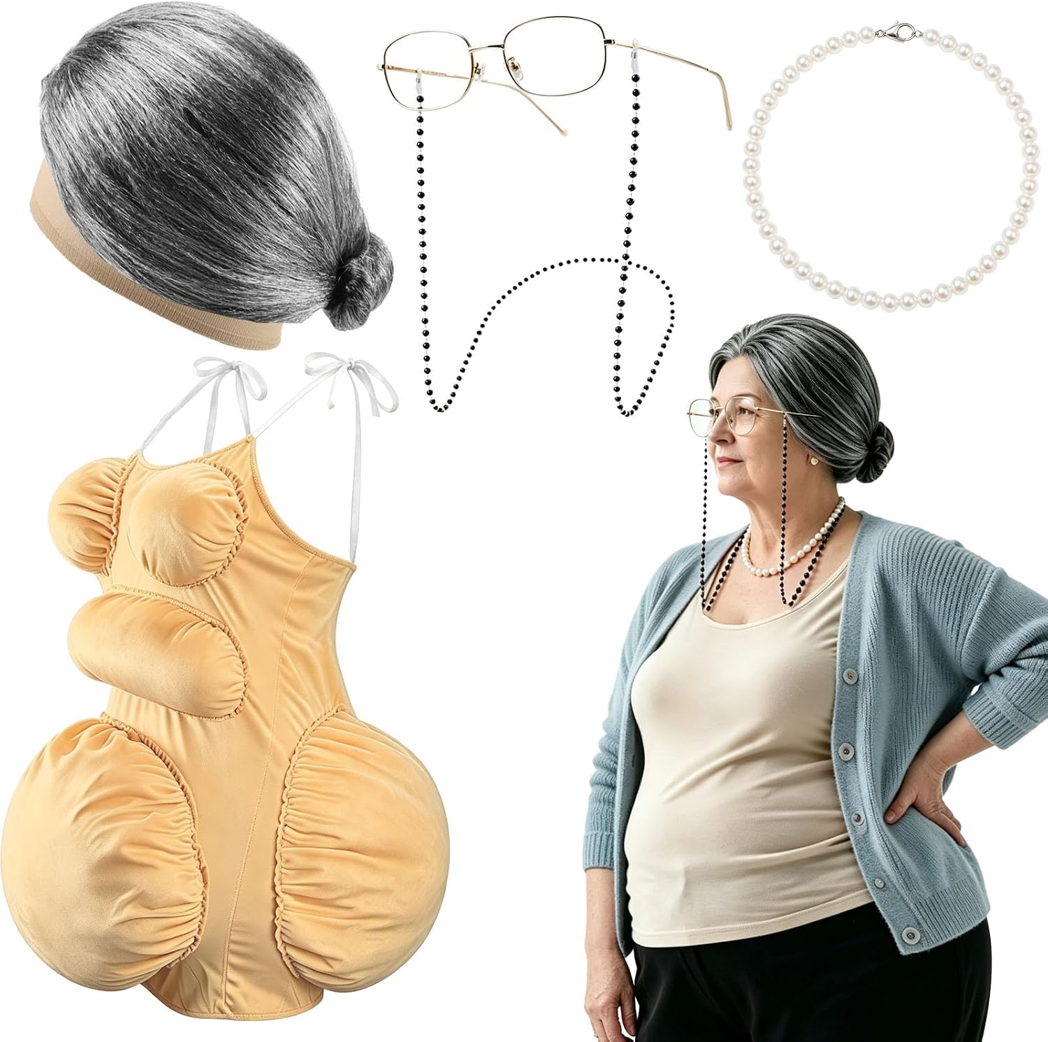 Fat Old Lady Costume Set Fake  - огляд і ціна Anime Cosplay Glasses