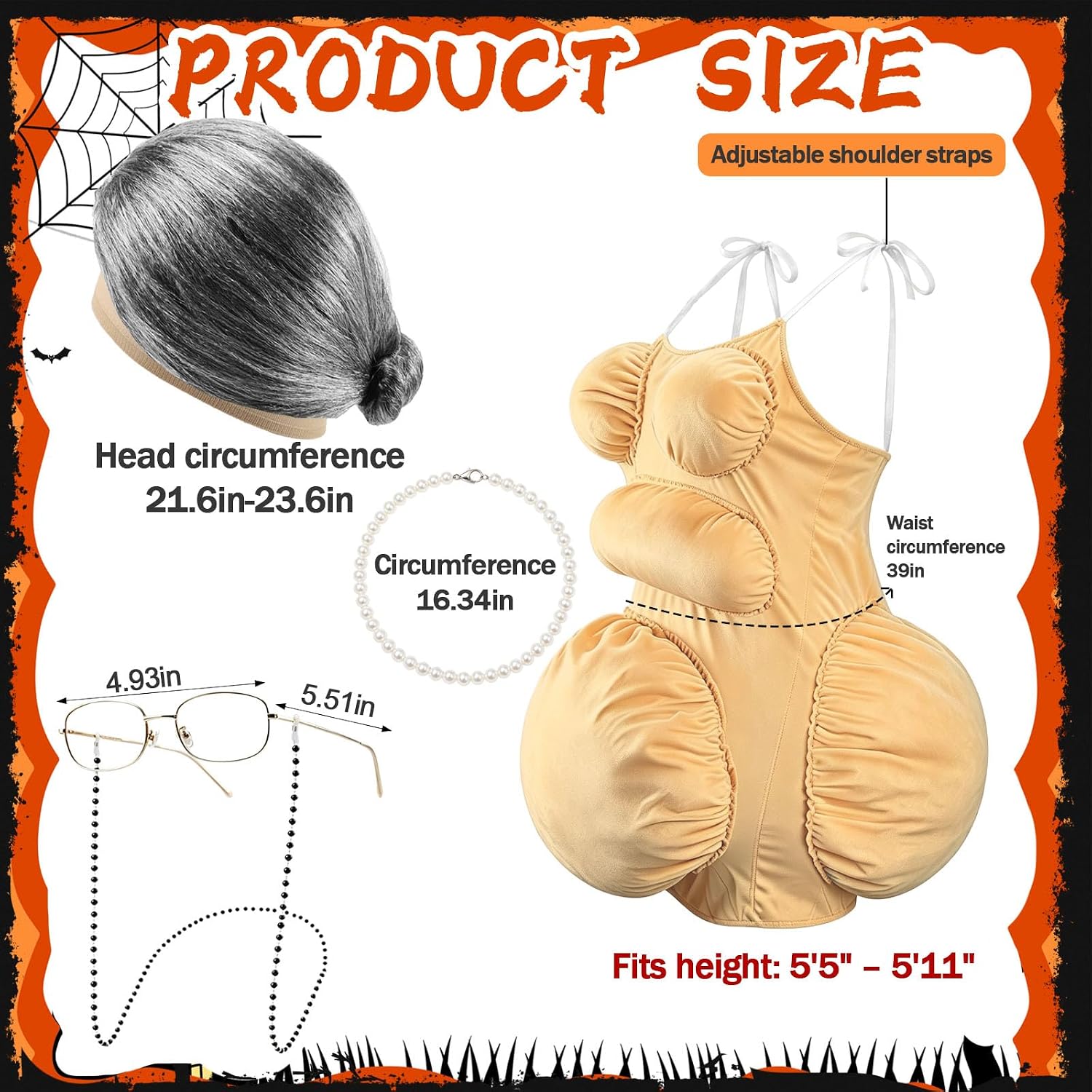 Fat Old Lady Costume Set Fake  - огляд і ціна Anime Cosplay Glasses