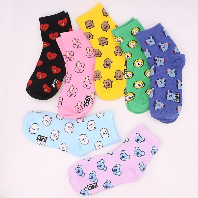 Kawaii BT21 Cartoon Socks Cute - огляд і ціна Cosplay Korean Anime